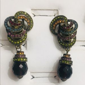 Heidi Daus Antique Gold Earrings Amethyst Drop